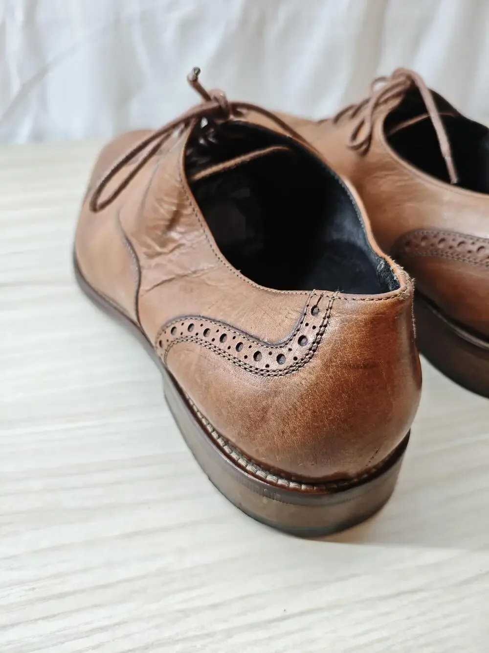 Johnston & Murphy Shoes Mens Size 12M Cap Toe Oxford Dress Handcrafted Made Ital
